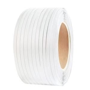Fibre cord strap roll on a wooden surface